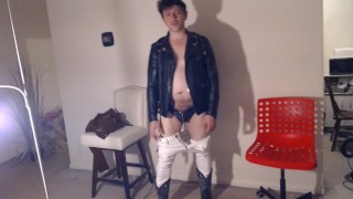 Cowboy Boots Leather & Clean Bright White Jeans Hunk Strip to Jerk! Any Other Request!