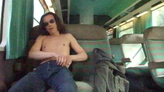 risky public totally naked in train