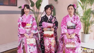 Three Japanese teens tease with their gorgeous bodies