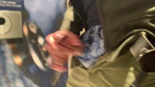 Jerking off in the train station toilet