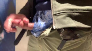 Jerking off in the train station toilet