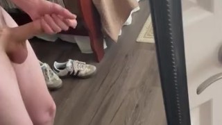 Masturbation in Mirror with CUMSHOT