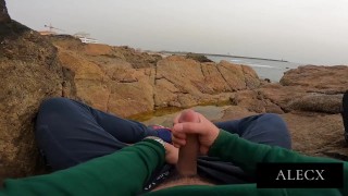 Public Beach Wank thick cum shot by the ocean part 2