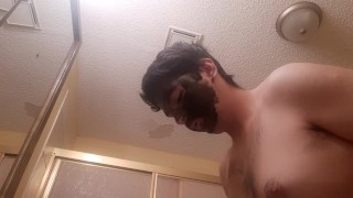 deep cleaning my face after being filled with cum