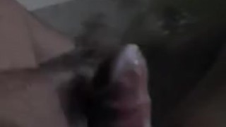 POV Stroking pumped cock in tub