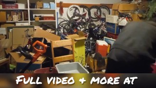 Hot Bodybuilder Lifting Weights Nude Curling 110 lbs in the garage soft cock