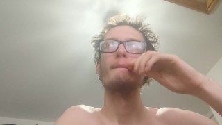 Skinny guy loves to spit and vape circles