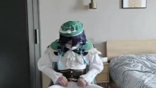 Genshin cosplay温迪自慰行為と射精