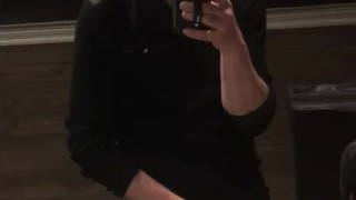 Hot & Horny Playing with My Bulge in Bar Bathroom