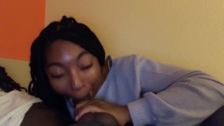 The happiest time is when I have his big black dick in my mouth like and subscribe throat goat
