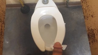 Peeing at work with boner 