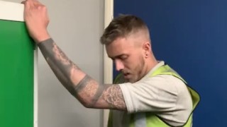 Engineer wanking at work 
