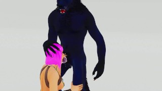 Blowjob for furry werewolf with finals in mouth | Big Cock Monster | 3D Porn Wild Life