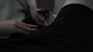 girl starts rubbing cock through boxers till it explodes
