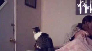 Milf smoking in nightdress while watching tv part 1
