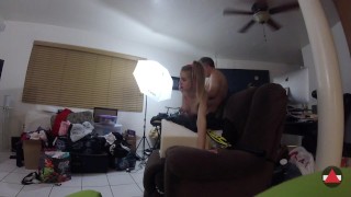 Spandex Fucking in Garage then Headphone Sex in her living room