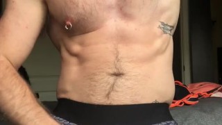 Tatted Jock shows off his new workout leggings