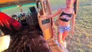 Fucked in the camper on the road with the door open