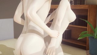Hentai Uncensored - Shoko sucks and gets fucked on her knees in the library