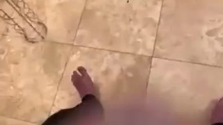 Solo masturbaition till cum seeps through briefs