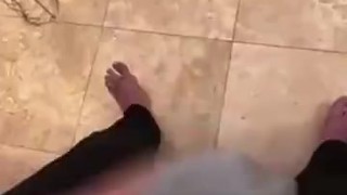 Solo masturbaition till cum seeps through briefs