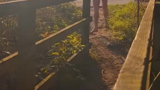 Naked wank beside road