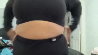 SEXY BBW PUDGING OUTTA BLACK MINI SKIRT