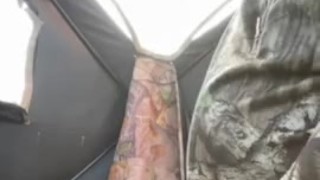 Married guy shoots huge load in hunting tent