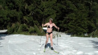 Rare sex video - fucking on ski in he winter forrest