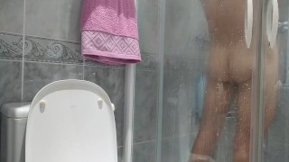 Shower After Previous Video! Singing in the Shower, Rubbing Against the Glass