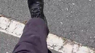 Buck bulging walking to Dick's Sporting's Goods