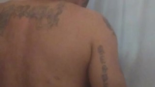 Hot tattoo caught guy taking a shower