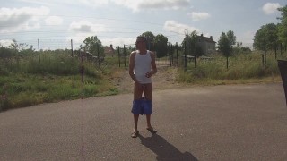 risky public naked outdoor jerking