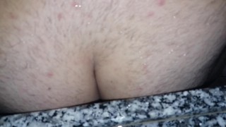 very thick dildo destroying anal a sissy little bitch's ass, cumming and getting into anal