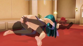3D HENTAI Blue hair girl fucks in 69 position