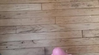 Having a quick jerk in the kitchen before anyone gets home! Shooting a nice load.