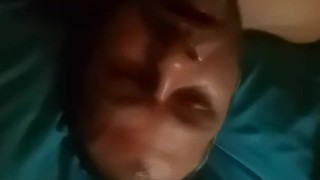 Self Facial and Eating Cum