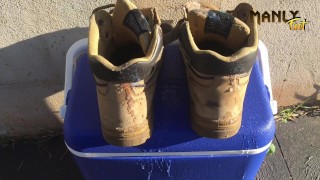 JEANS BOOTS & FLANNELETTE - WORK HARD CUM HARDER - CUM FEET SOCKS SERIES - MANLYFOOT 💦 🥾 🧦