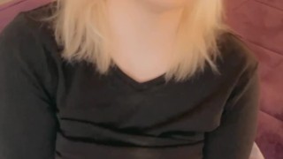 Flirtatious Curvy Blonde Bounces On Her Tentacle dildo!