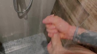 Pulsing DICK under the shower spray💦💦