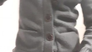 Jacking Off in Public Restroom