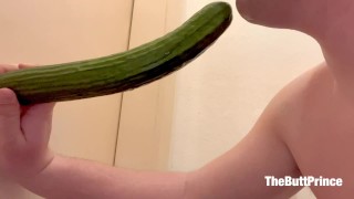 Watch Me Suck This Gigantic Cucumber For The First Time