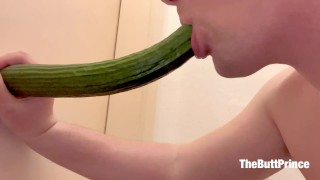 Watch Me Suck This Gigantic Cucumber For The First Time