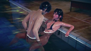 DVA relaxes in the pool and gets an orgasm