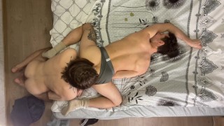 Deeply fucks a guy in socks while he does not suspect anything