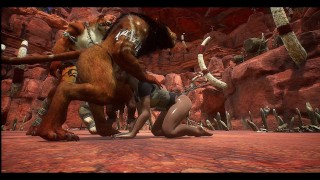 Group of monster cock fucking a ass 3D
