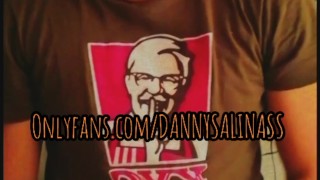 Twink plays with big low balls and fat cock in boxers