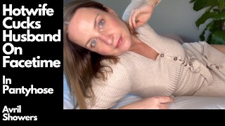 Hotwife in pantyhose creampied by her bull, fucked multiple ways, stag watches on facetime