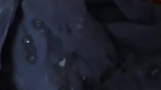 cumshot on stepsister's clothes