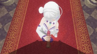 3D HENTAI Emilia jerks off your cock and touches her pussy